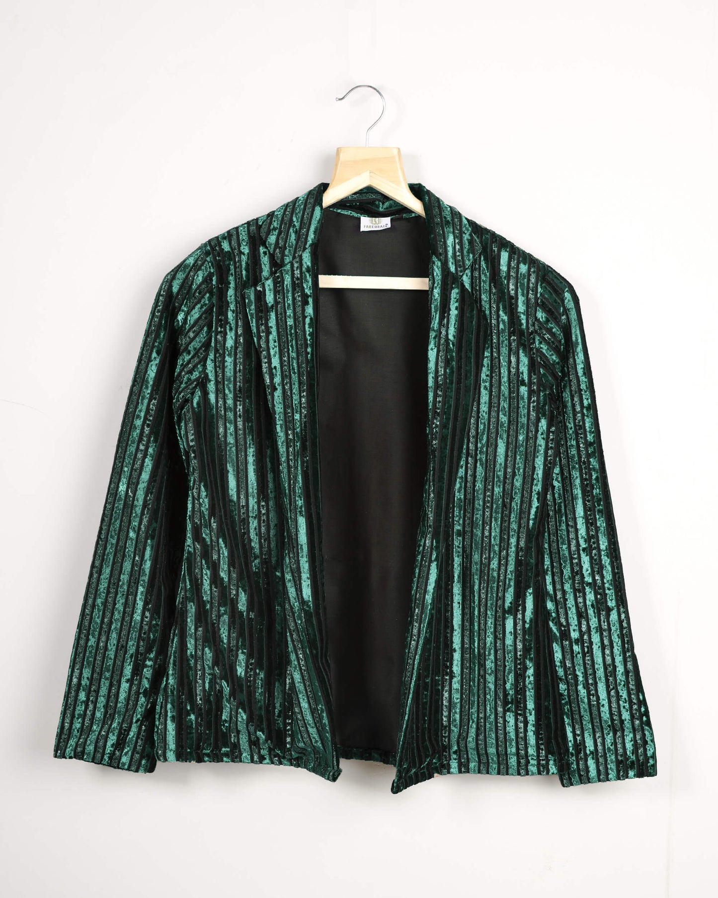 Green Imported Velvet Stripes Hangup Jacket