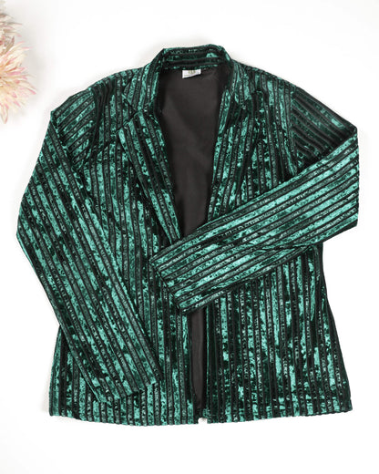 Green Imported Velvet Stripes Hangup Jacket
