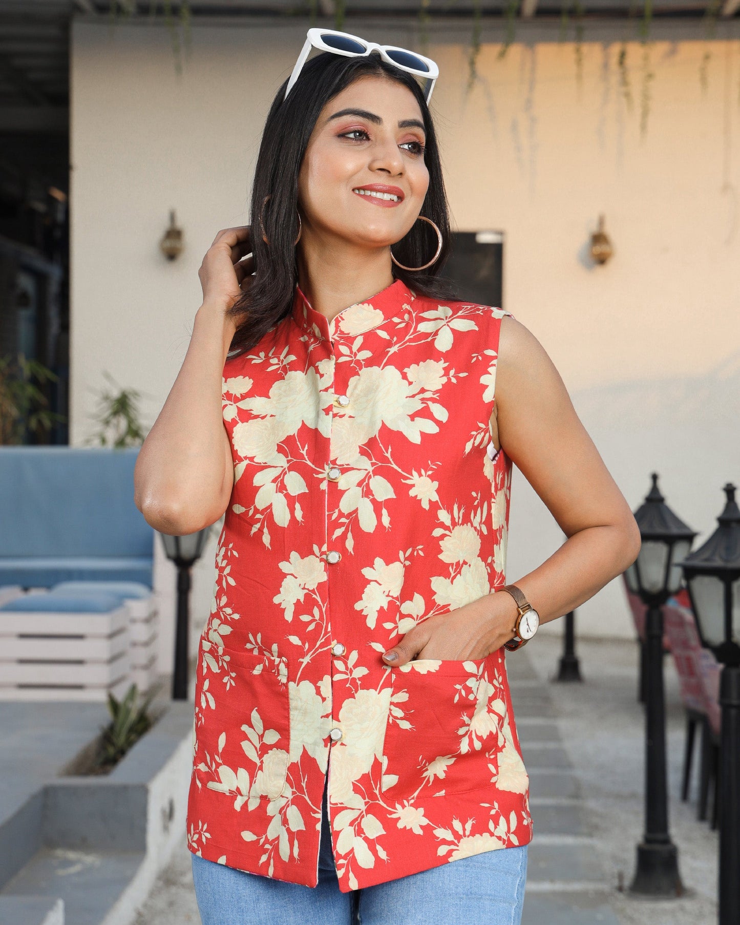 Devi Drape: Women's Floral Reversible Jacket