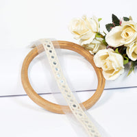 White Booti Pattern Embroidery With Foil  Mirror Work Net Lace (9 Mtr)