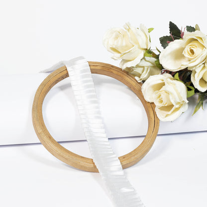 White Plain Pleated Satin Lace (18 Mtr)