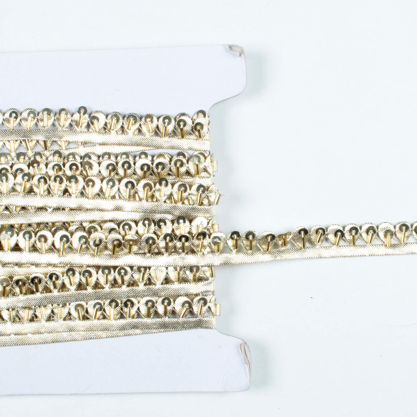 Golden Zari Cut Work With Sequins Tubular Beads Tussar Silk Lace (9 Mtr)