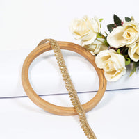 Golden Traditional Pattern Zari With Stone Cut Work Tussar Silk Lace (9 Mtr)