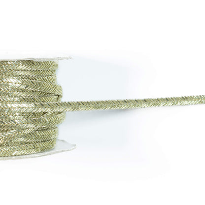 Silver Chevron Pattern Pearl Work Lace (18 Mtr)