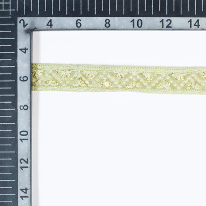 Mint Green Chevron Pattern Sequins Embroidery Net Lace (9 Mtr)