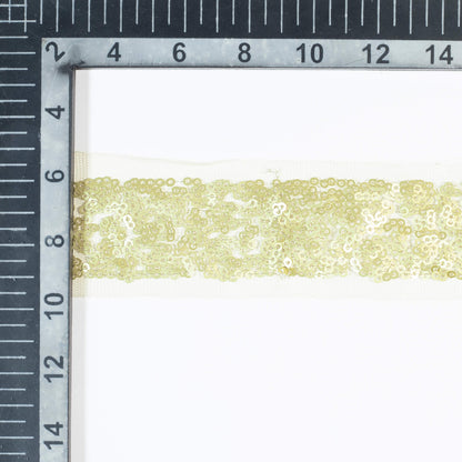 Golden Traditional Pattern Sequins Net Lace (9 Mtr)