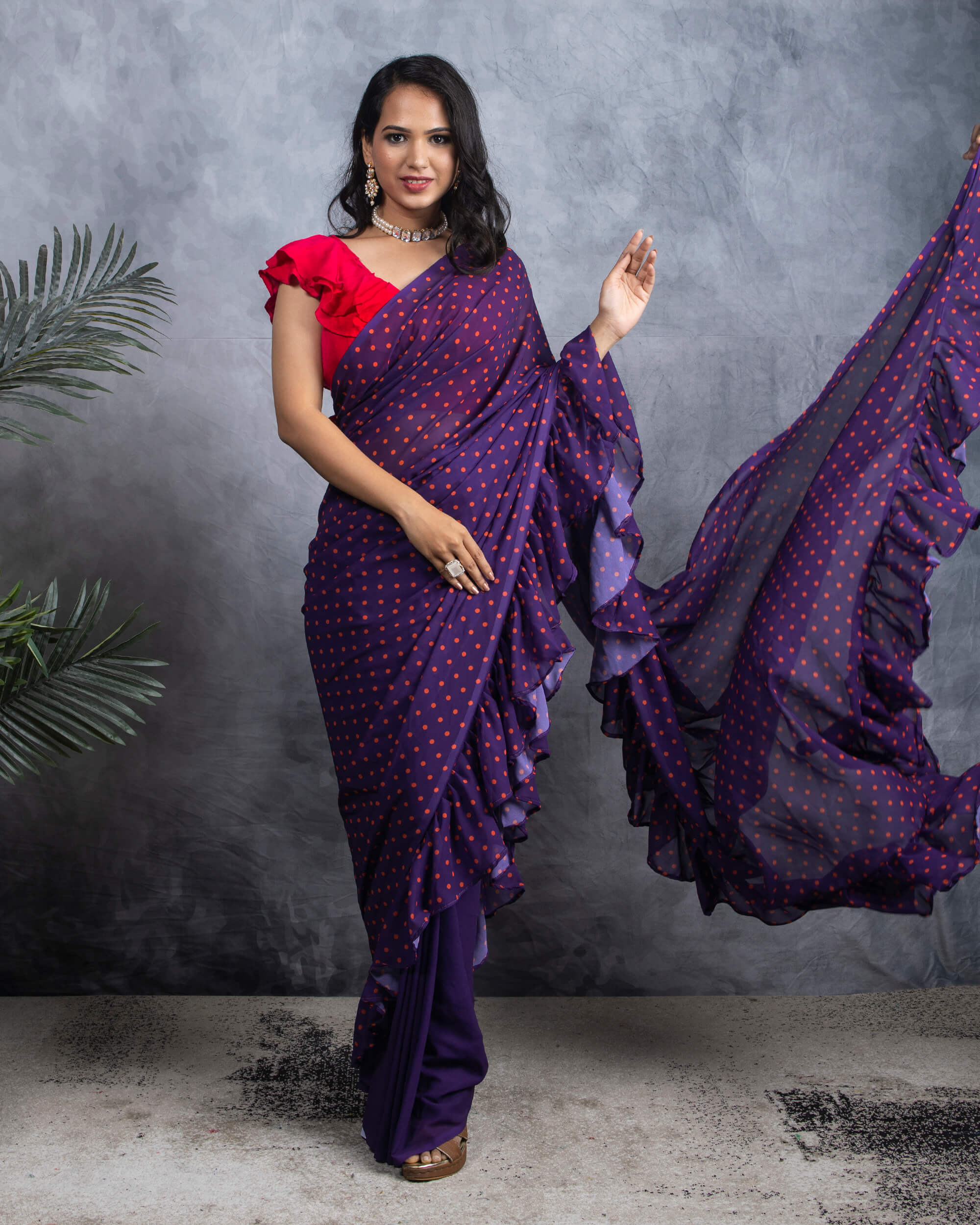 Buy Wine Embroidered Saree For Women Online