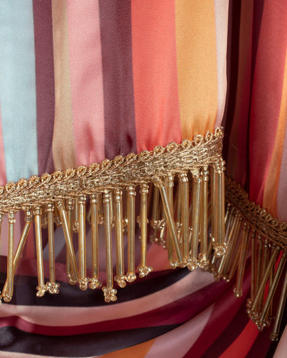 Multi-Color Stripes Pattern Shimmer Tisshu Saree