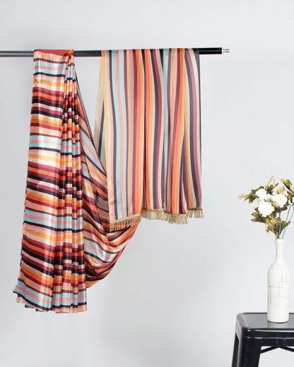 Multi-Color Stripes Pattern Shimmer Tisshu Saree