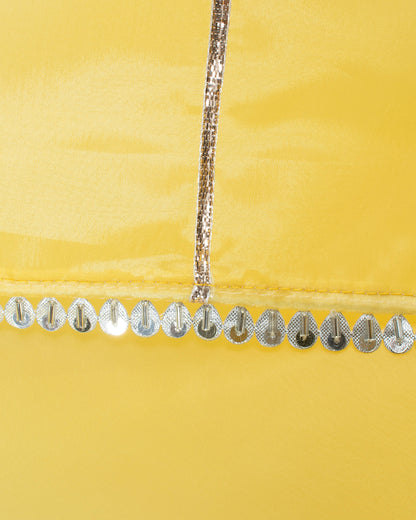 Yellow Silver Zari Gotta Patti Work Liquid Organza Saree With Tubular Beads Sequins Lace Border