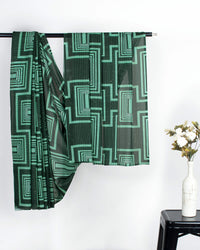 Dark Green Geometric Pattern Premium Sequins Georgette Saree
