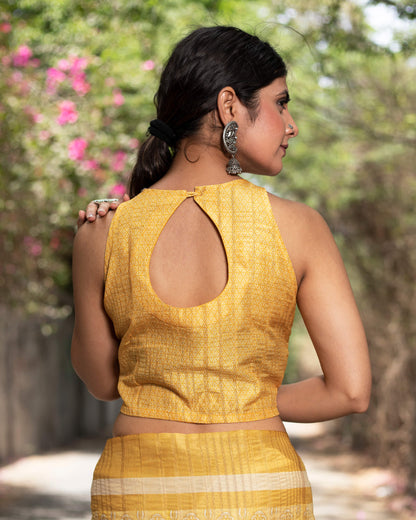 Flaxen Yellow And Oat Beige Floral Pattern Digital Print Art Tusser Silk Saree With Tassels