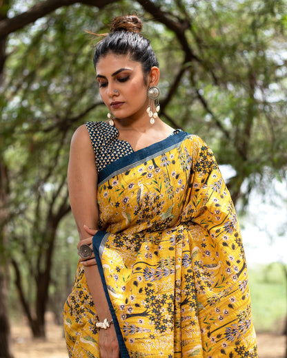 Geometric Printed Silk Peplum Blouse