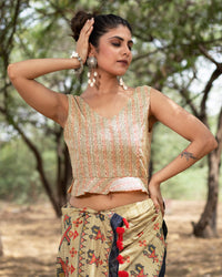 Stripes Printed Silk Peplum Blouse