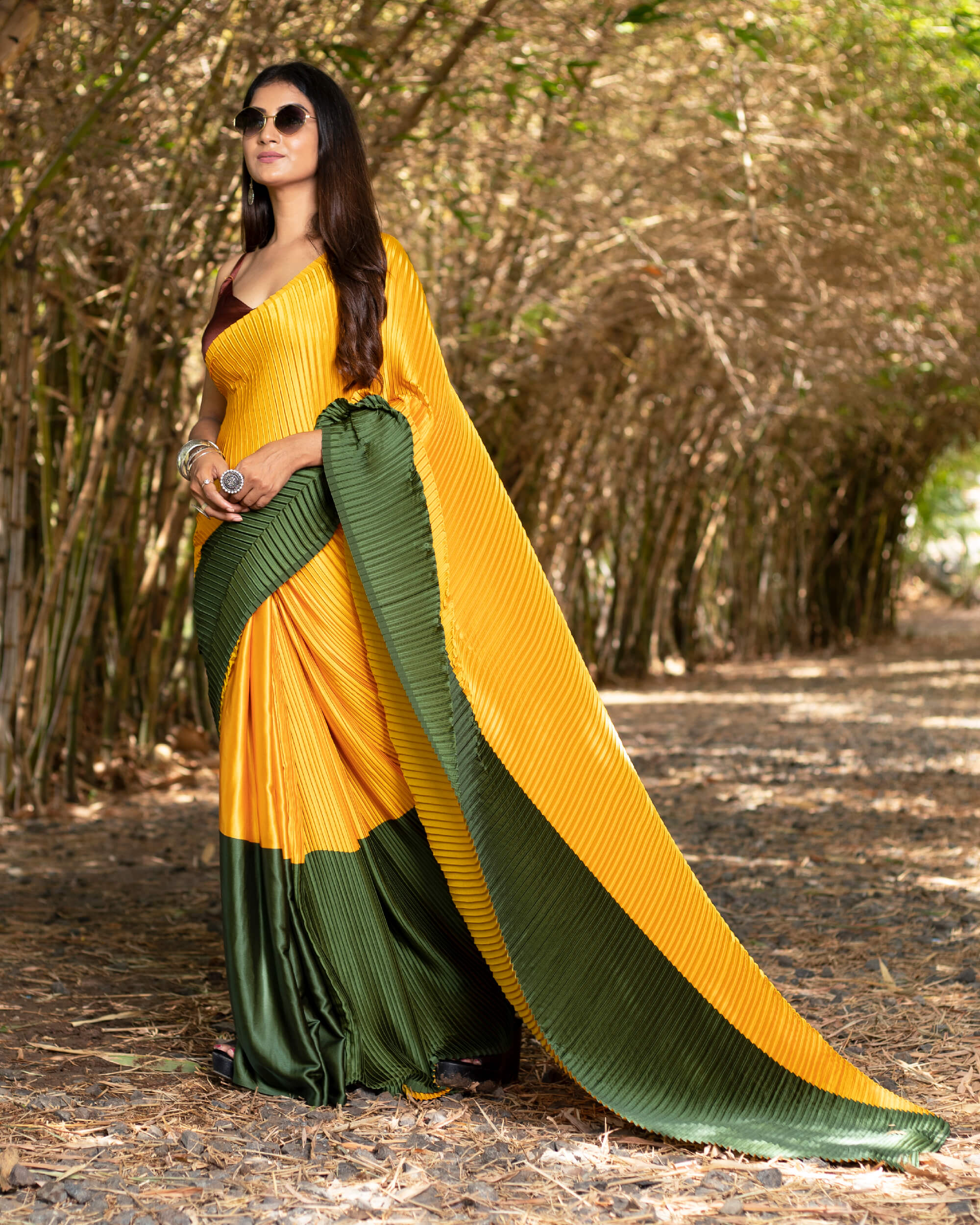 Exclusive Designer Mustard Yellow and Green Embroidery Saree - Saree Galore  Australia | Buy Sarees online in Australia