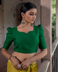 Forest Green Raw Silk Blouse