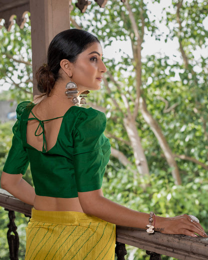 Forest Green Raw Silk Blouse