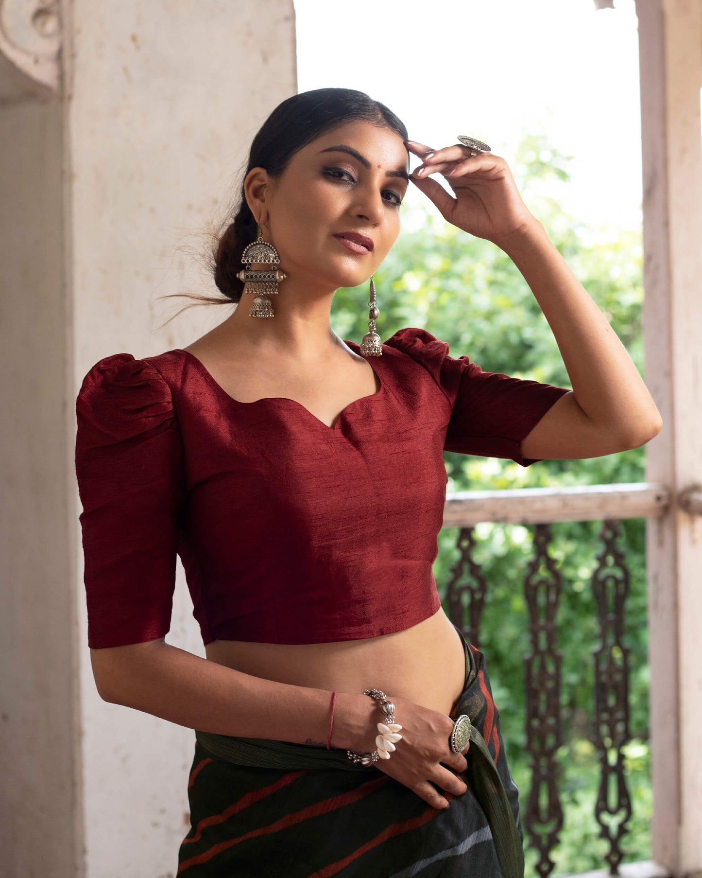 Maroon Raw Silk Blouse