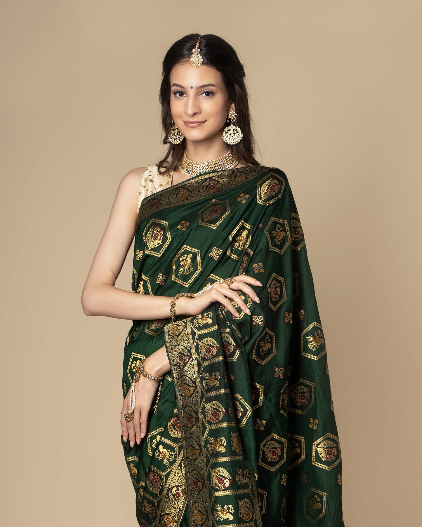 Green Traditional Golden Pallu Jacquard Work Exclusive Silk Saree