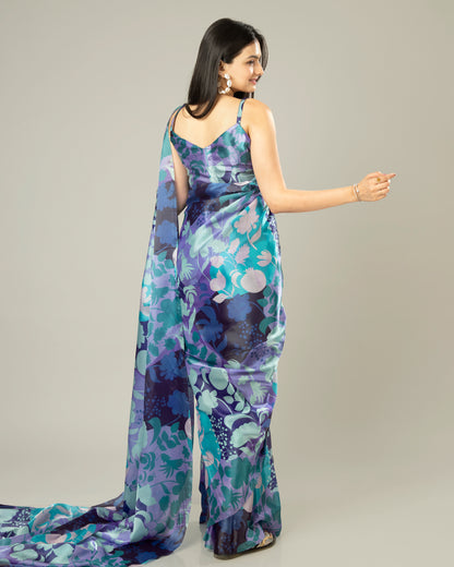 Stunning Floral Shimmer Tisshu Saree