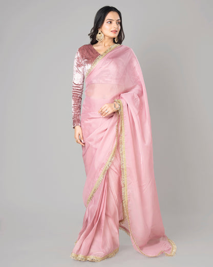 Lace-Trimmed Pure Organza Saree for Any Occasion