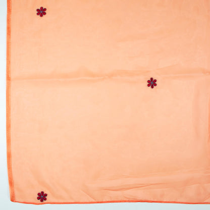 Salmon Orange Floral Pattern Embroidery Premium Shimmer Tisshu Saree