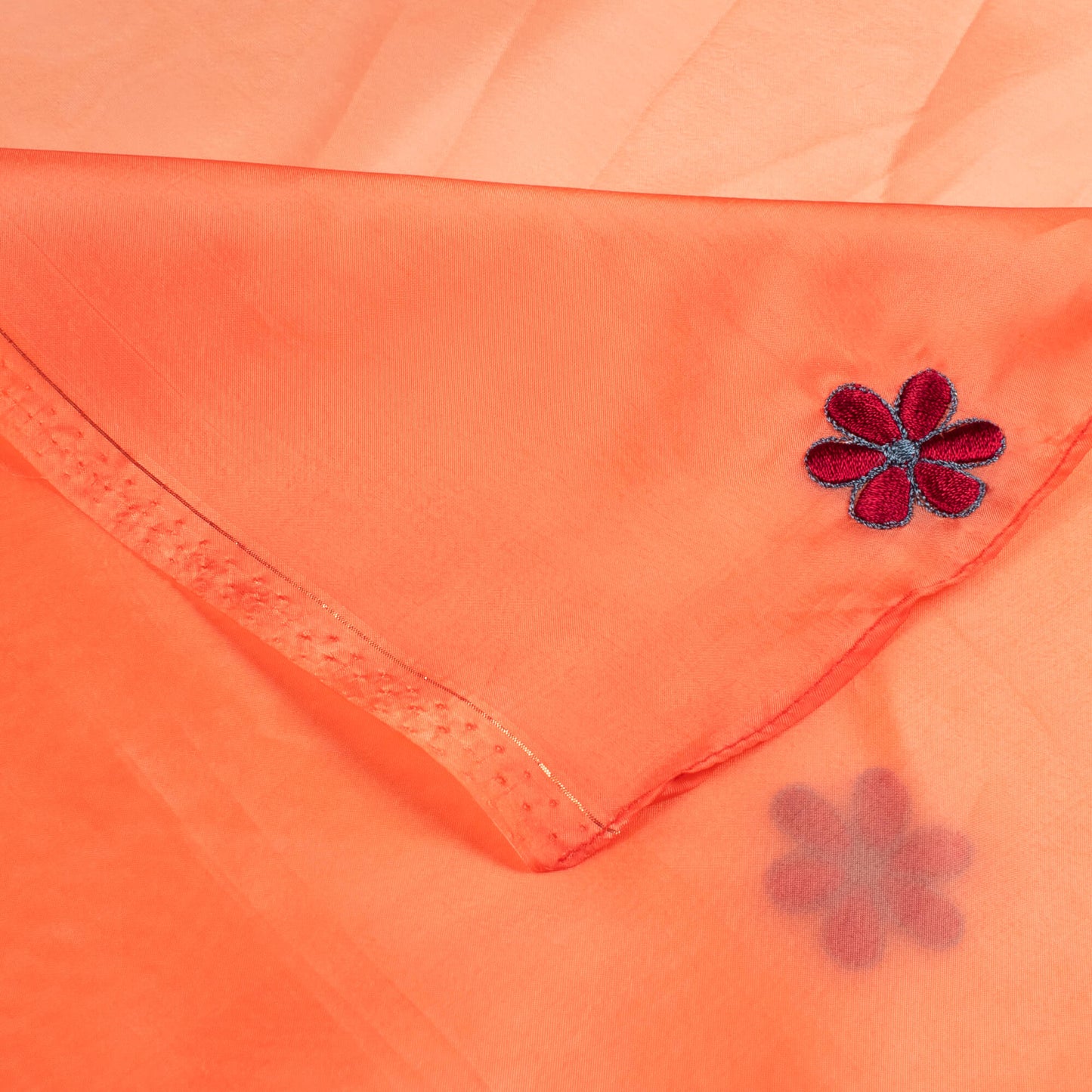 Salmon Orange Floral Pattern Embroidery Premium Liquid Organza Saree
