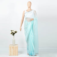 Pale Turquoise Booti Pattern Zari Sequins Premium Liquid Organza Saree With Lace Border
