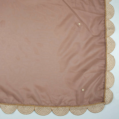 Coffee Brown Booti Pattern Embroidery Premium Liquid Organza Saree With Lace Border