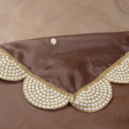 Coffee Brown Booti Pattern Embroidery Premium Liquid Organza Saree With Lace Border