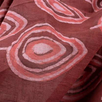 Maroon And Beige Leaf Pattern Kashish Handblock Zari Bordered Cotton Mulmul Saree With Blouse - Fabcurate