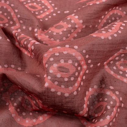 Maroon And Beige Ethnic Pattern Kashish Handblock Zari Bordered Cotton Mulmul Saree With Blouse - Fabcurate