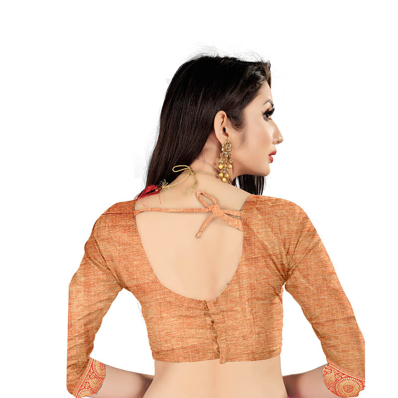 Orange And Red Paisley Pattern Zari Jacquard Borderd Art Tussar Silk Premium Saree With Tassels