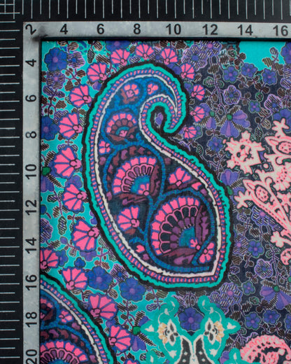 Multi-Color Paisely Pattern Digital Print Poly Voile Scarf