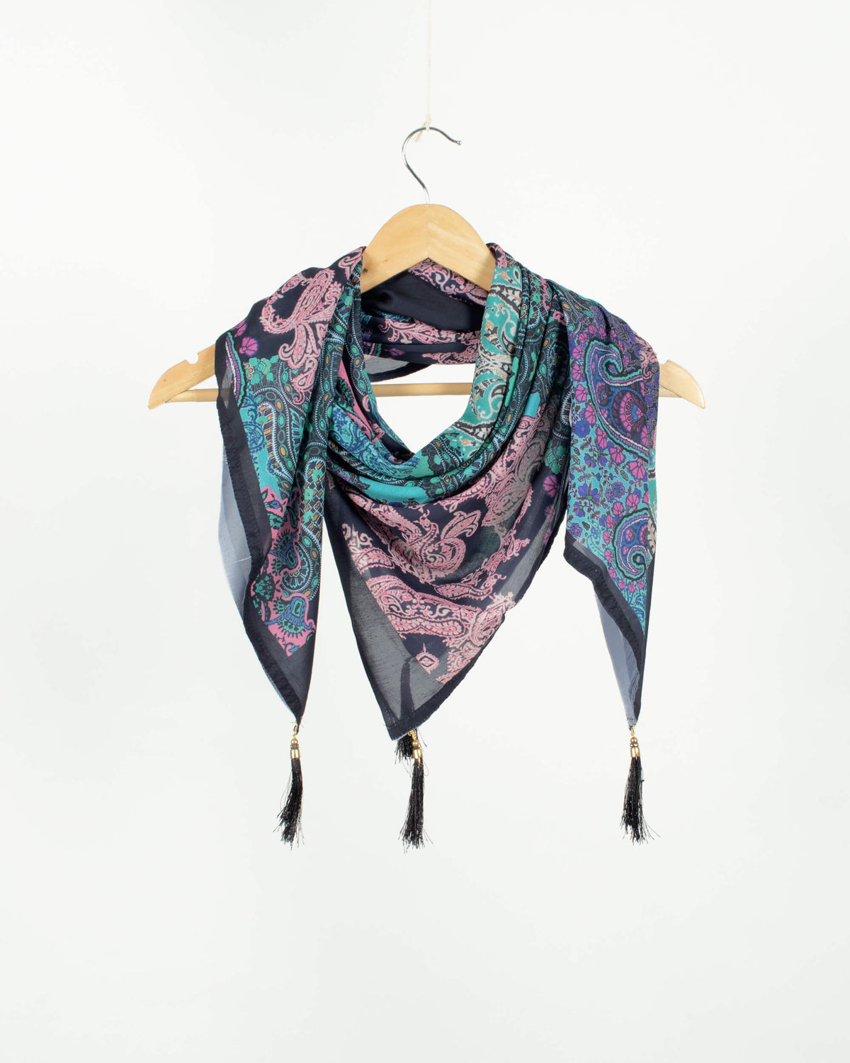 Multi-Color Paisely Pattern Digital Print Poly Voile Scarf