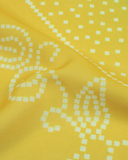 Bumblebee Yellow And Electric Blue Bandhanii Pattern Digital Print Georgette Scarf