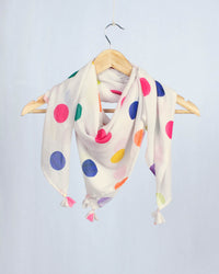 Beige And Pink Polka Dots Pattern Digital Print Georgette Scarf