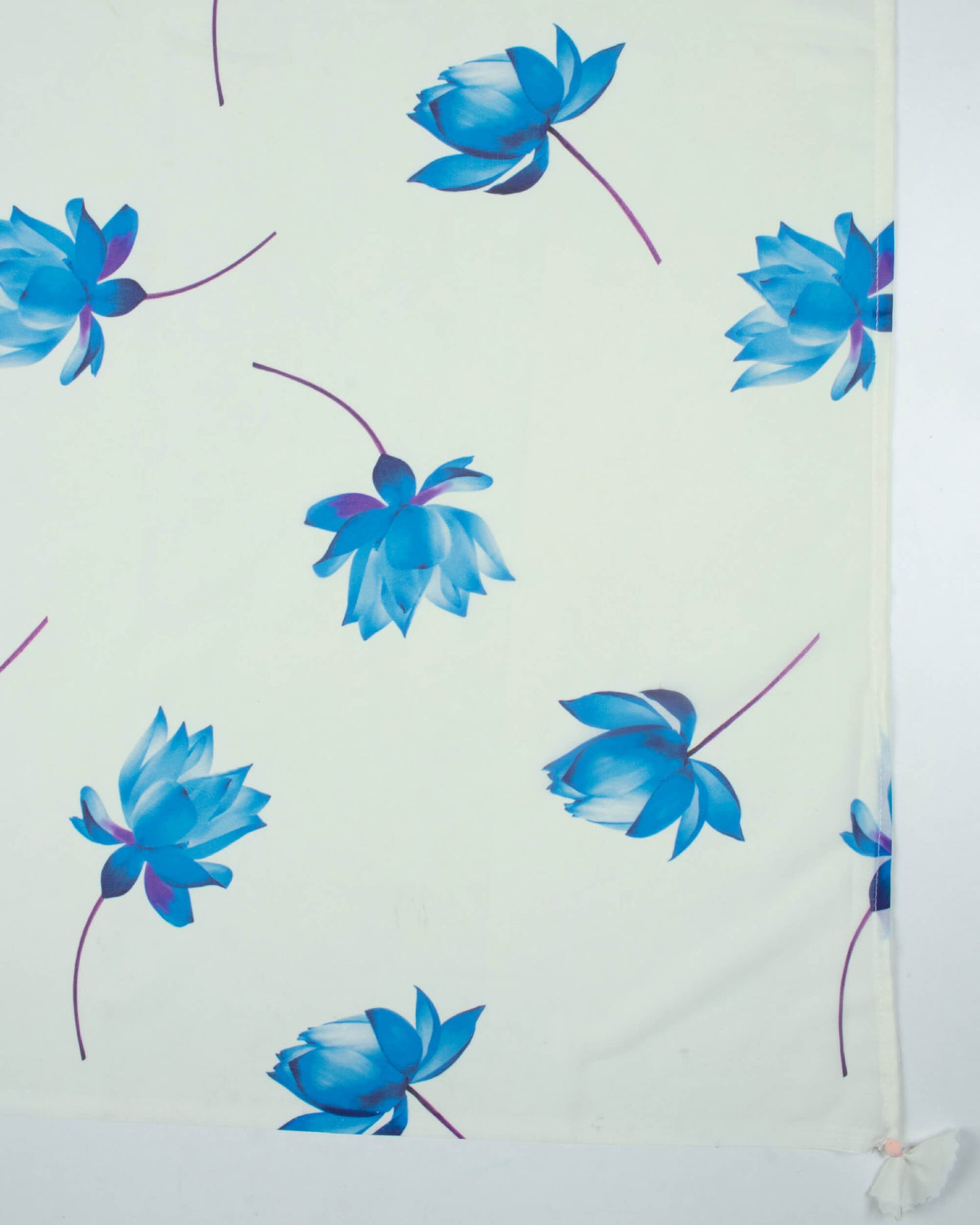 White And Azure Blue Floral Pattern Digital Print Georgette Scarf