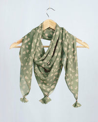Light Grey And Peach Geometric Pattern Digital Print Georgette Scarf