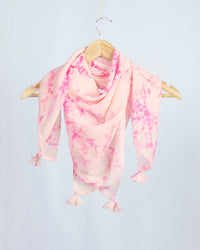 Cream And Pink Tye And Dye Pattern Digital Print Georgette Scarf