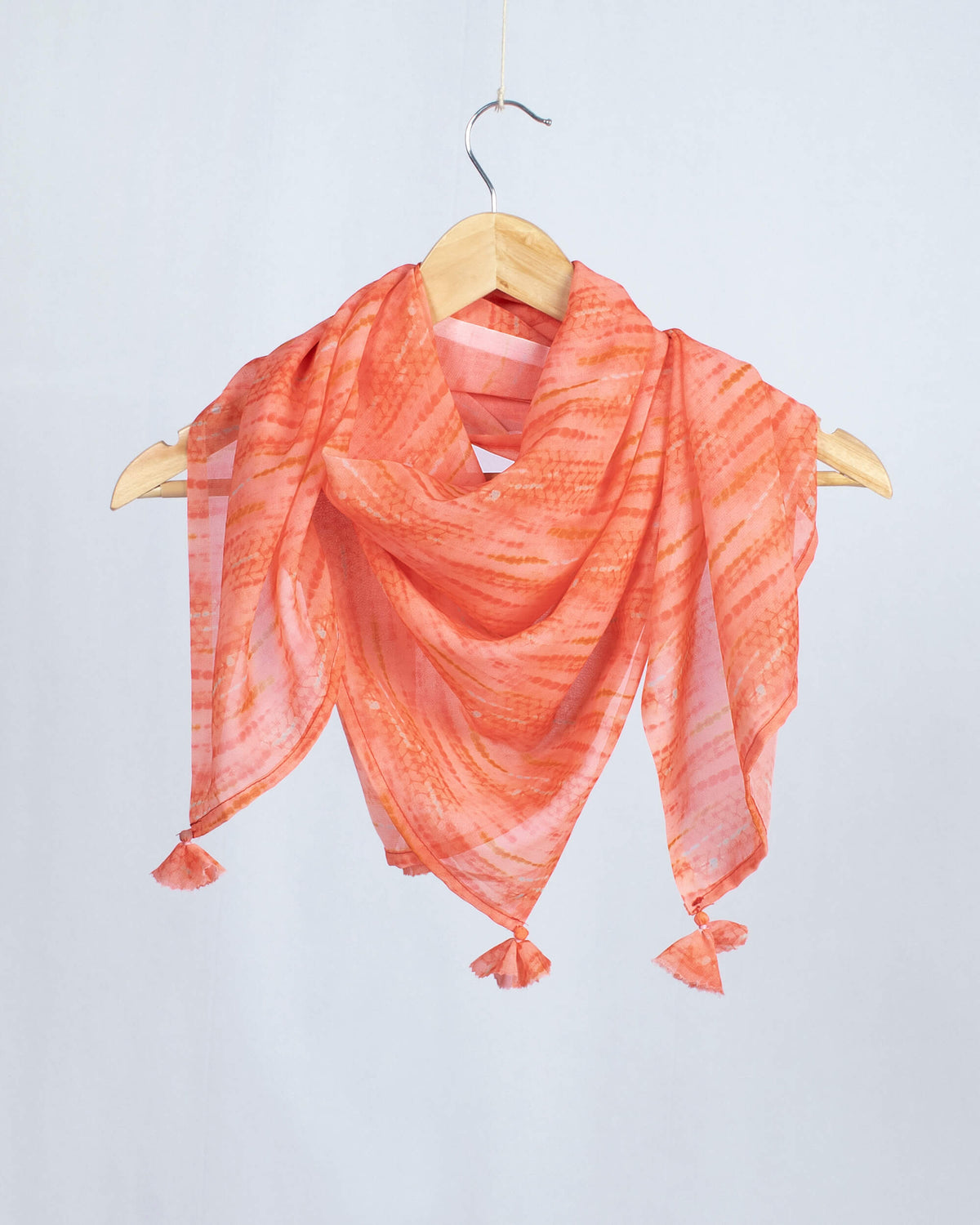 Salmon Pink Shiiborii Pattern Digital Print Georgette Scarf