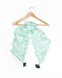 Mint Green Plain Pleated Japan Satin Scarf