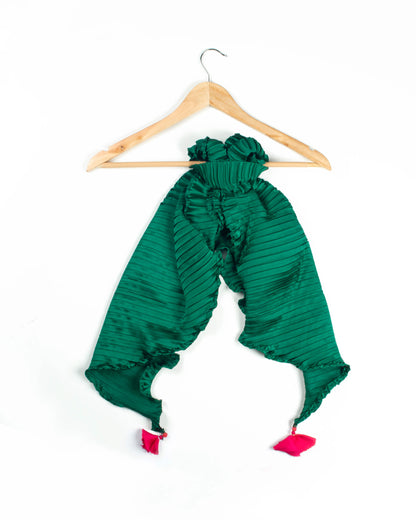 Sacramento Green Plain Pleated Japan Satin Scarf