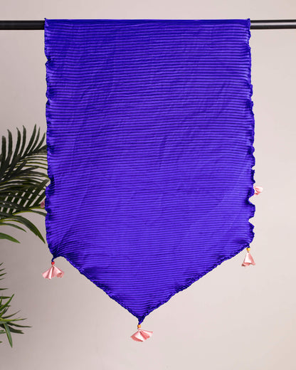 Royal Blue Plain Pleated Japan Satin Scarf