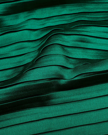 Sacramento Green Plain Pleated Japan Satin Scarf