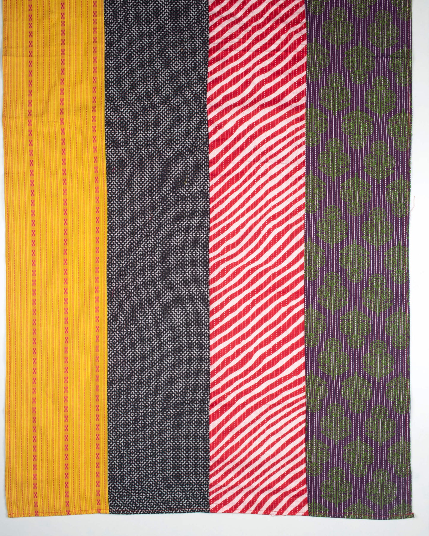 Multi-Color Stripes Pattern Kantha Cotton Stole