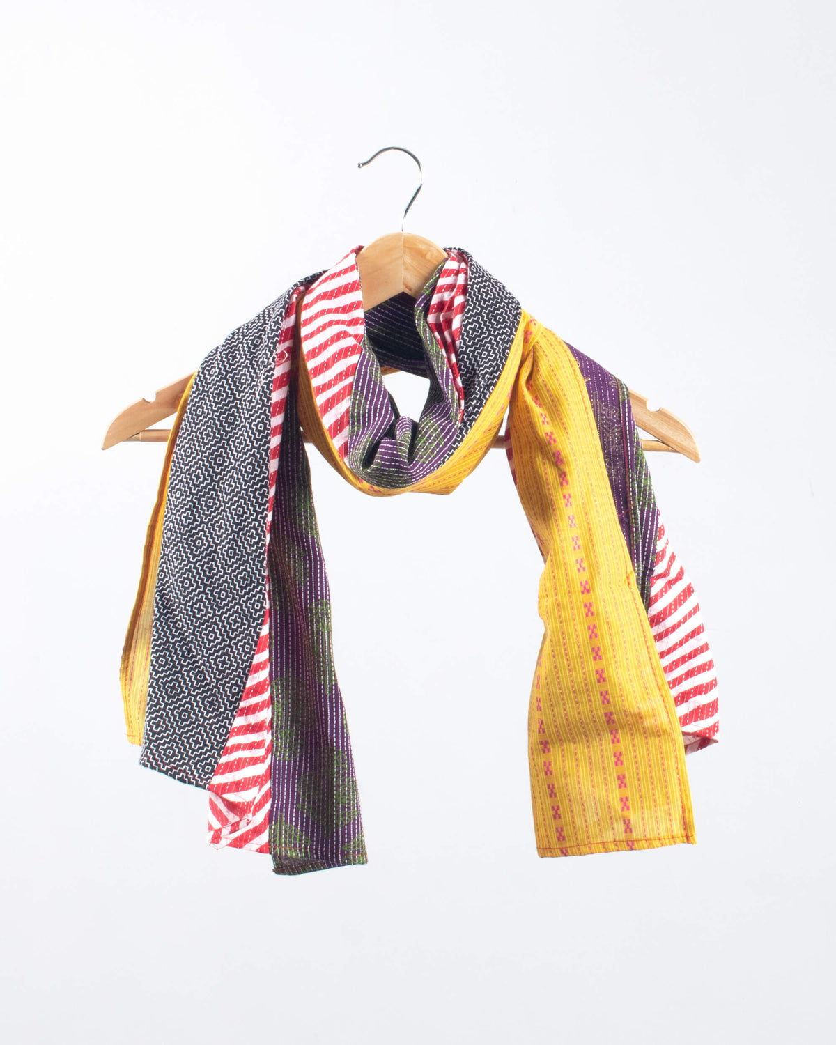 Multi-Color Stripes Pattern Kantha Cotton Stole