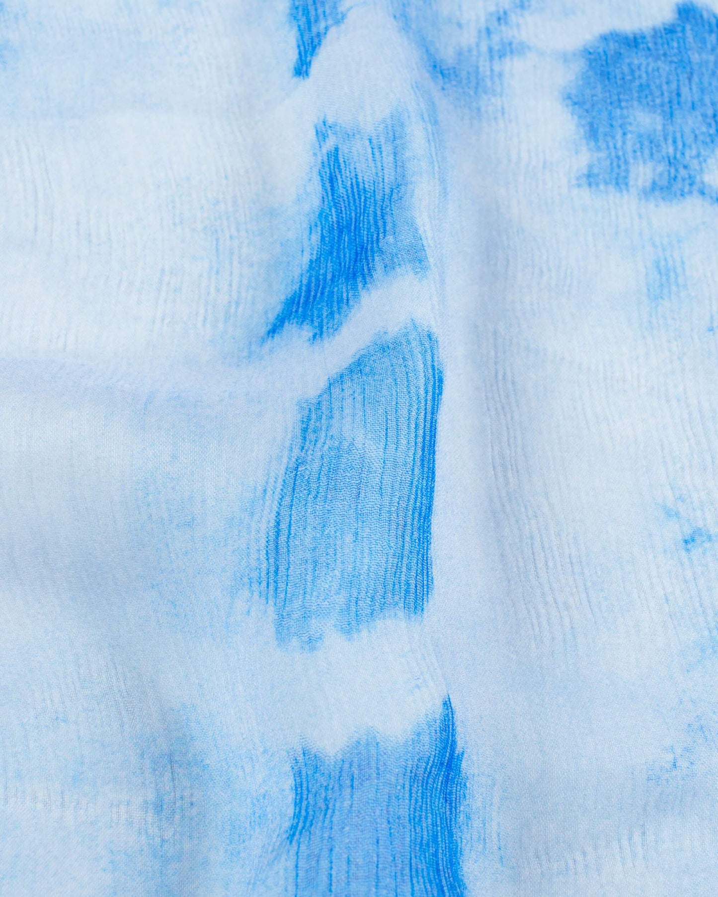 Sky Blue Shibori Pattern Digital Print Bemberg Chiffon Dupatta With Tassels - Fabcurate