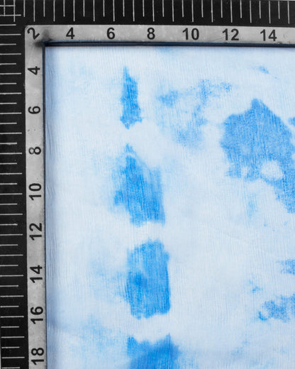 Sky Blue Shibori Pattern Digital Print Bemberg Chiffon Dupatta With Tassels - Fabcurate