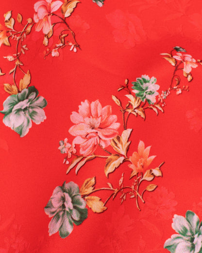 Red And Pink Floral Pattern Digital Print American Crepe Scarf